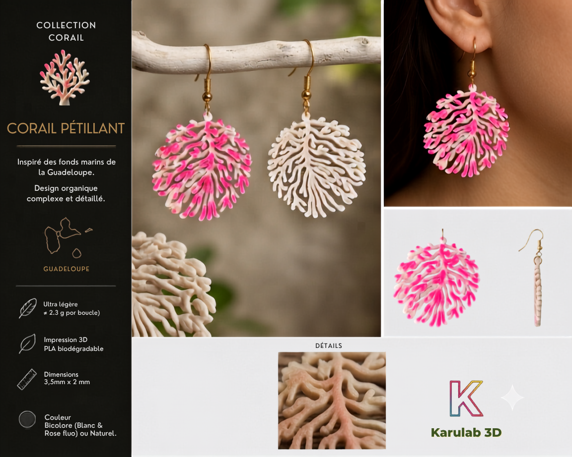Boucles d'oreilles Corail Pétillant