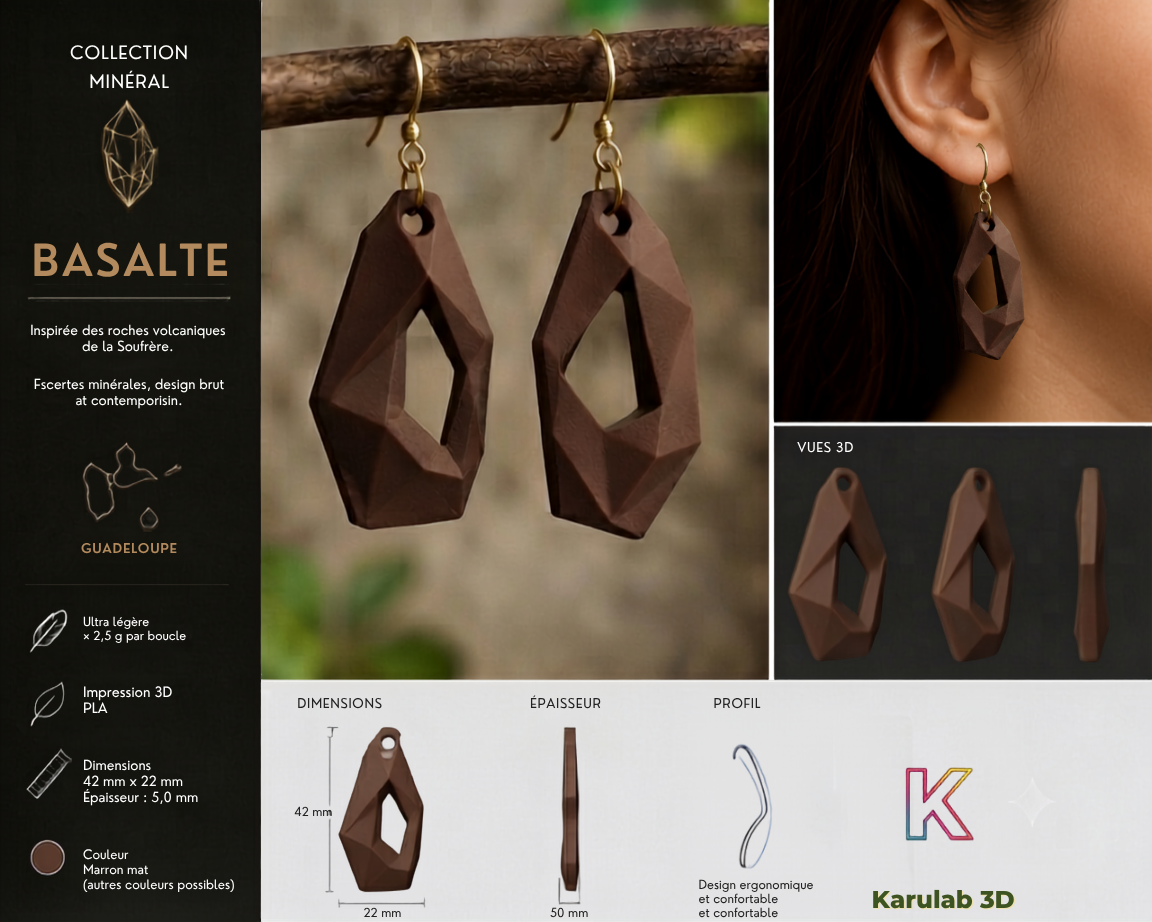 Boucles d'oreilles Basalte